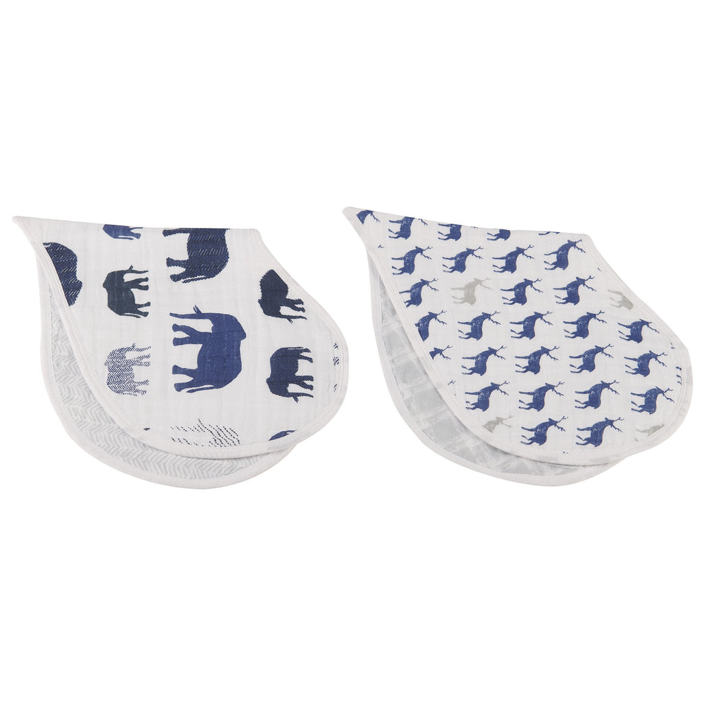In The Wild Elephant Cotton Burp Cloth Bib 2PK-1