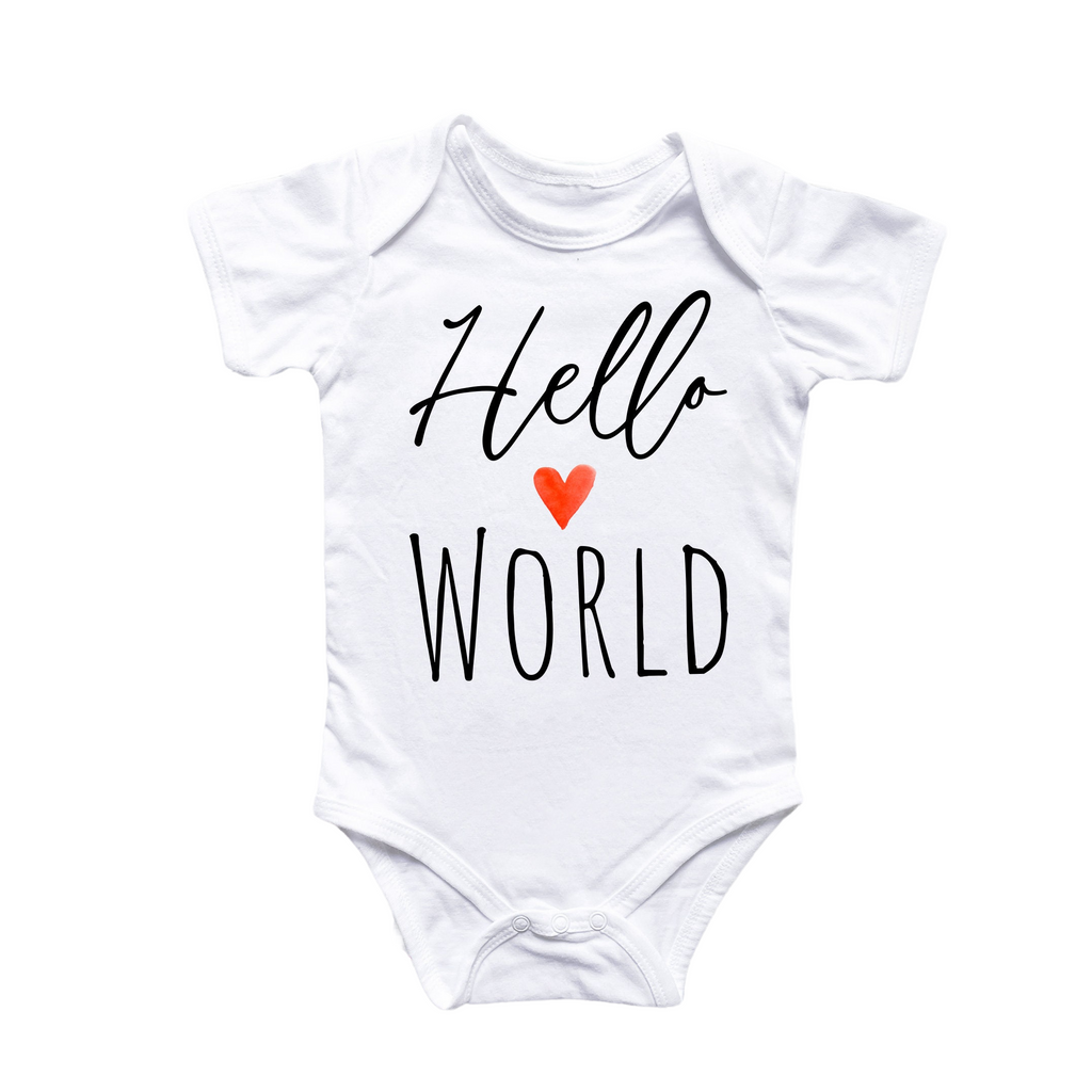 Hello World Heart - Baby Boy Girl Clothes Infant Bodysuit Funny Cute Newborn-0