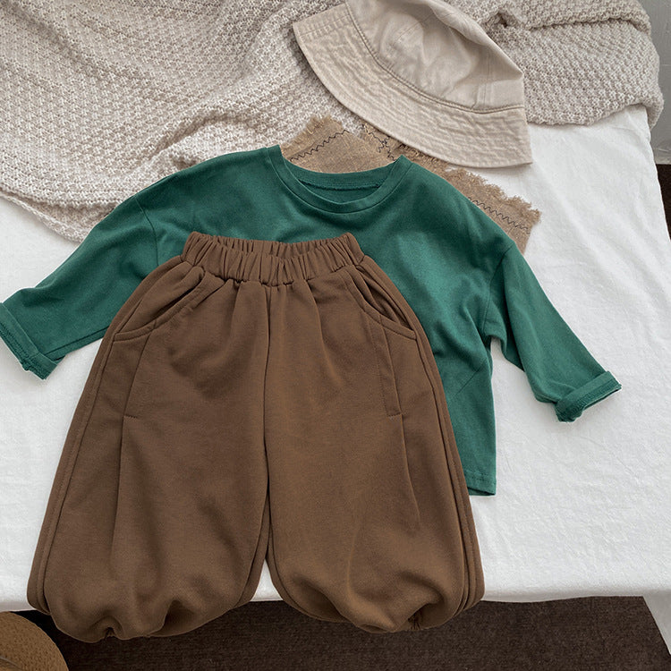 Baby Solid Color Loose Spring Autumn Baby Trousers-4